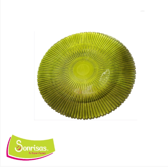 Plato base cristal verde