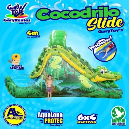 Tobogán hinchable acuático cocodrilo