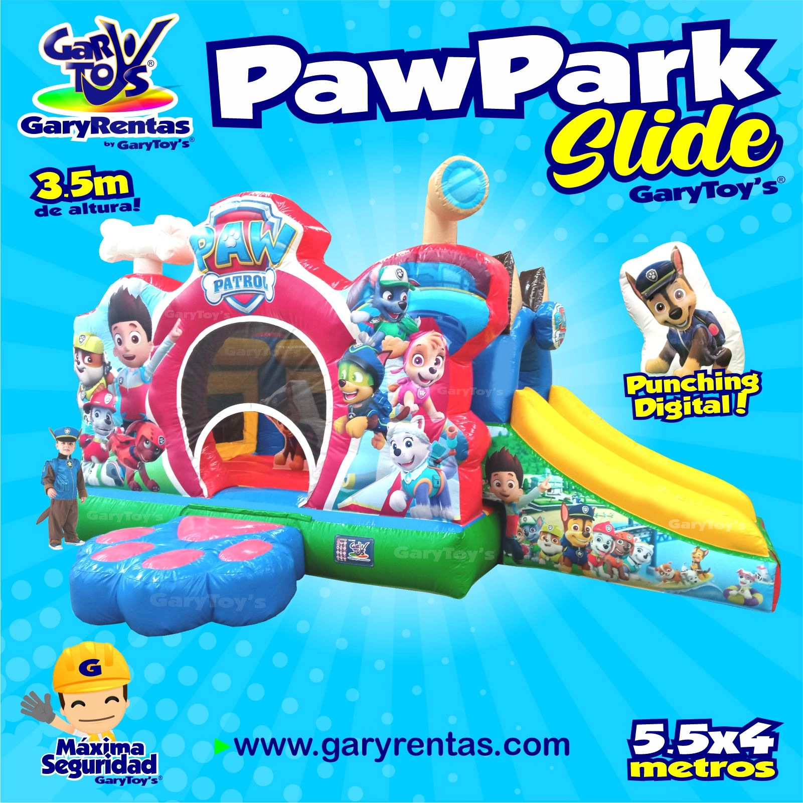 Tobogán inflable mickey y mimí para fiestas