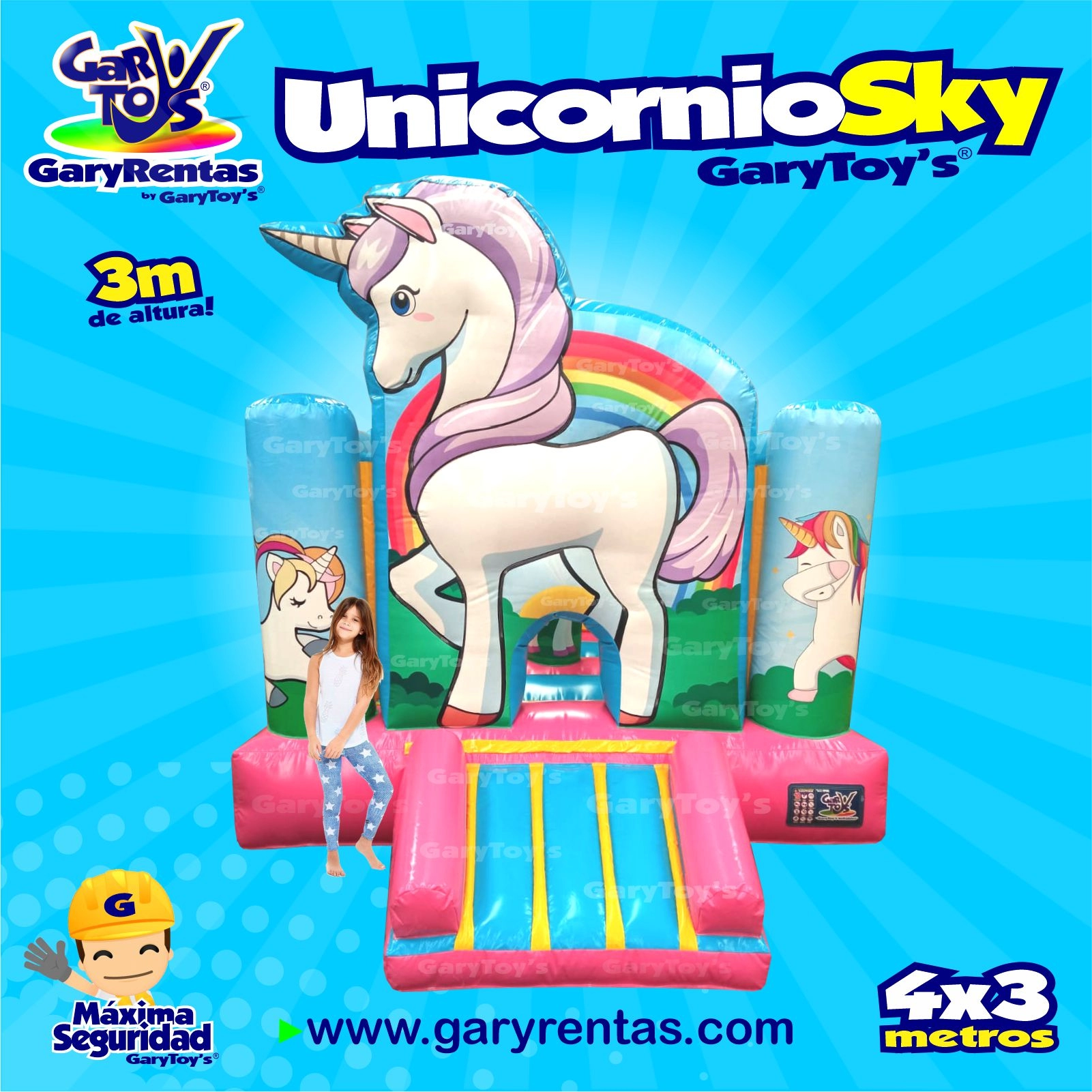 Unicornio sky hinchable gigante