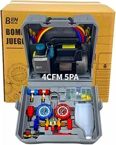 Bomba de vacío 4cfm 1-3hp con manómetro hvac-r