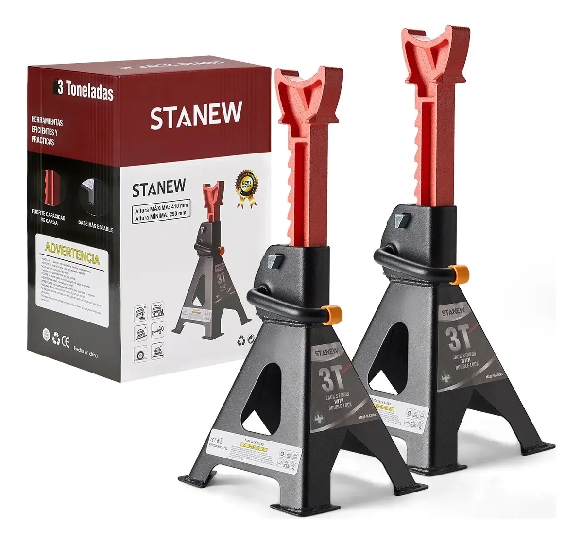 Torres para auto stanew 3 toneladas, doble seguro (par)