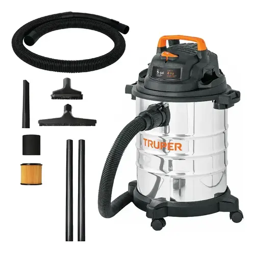 Aspiradora truper seco-mojado 5 gal 4 hp inoxidable