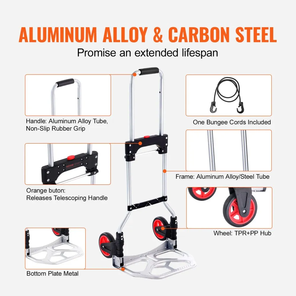 Carretilla plegable de aluminio vevor 80 kg